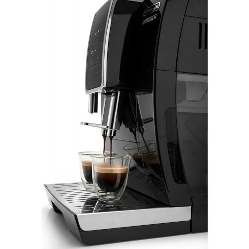 드롱기 DeLonghi Dinamica Automatic Coffee & Espresso Machine, TrueBrew (Iced-Coffee), Burr Grinder + Descaling Solution, Cleaning Brush & Bean Shaped Icecube Tray, Black, ECAM35020B