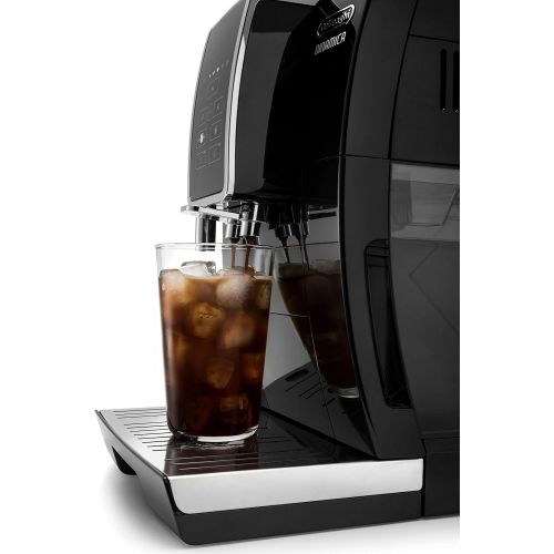 드롱기 DeLonghi Dinamica Automatic Coffee & Espresso Machine, TrueBrew (Iced-Coffee), Burr Grinder + Descaling Solution, Cleaning Brush & Bean Shaped Icecube Tray, Black, ECAM35020B