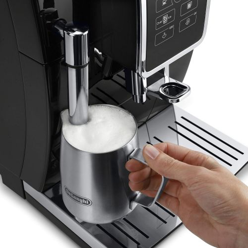 드롱기 DeLonghi Dinamica Automatic Coffee & Espresso Machine, TrueBrew (Iced-Coffee), Burr Grinder + Descaling Solution, Cleaning Brush & Bean Shaped Icecube Tray, Black, ECAM35020B