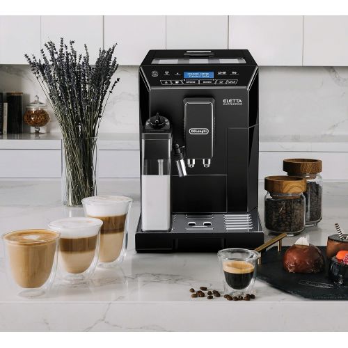 드롱기 DeLonghi Eletta Black Cappuccino Top Digital Super Automatic Machine with LatteCrema System