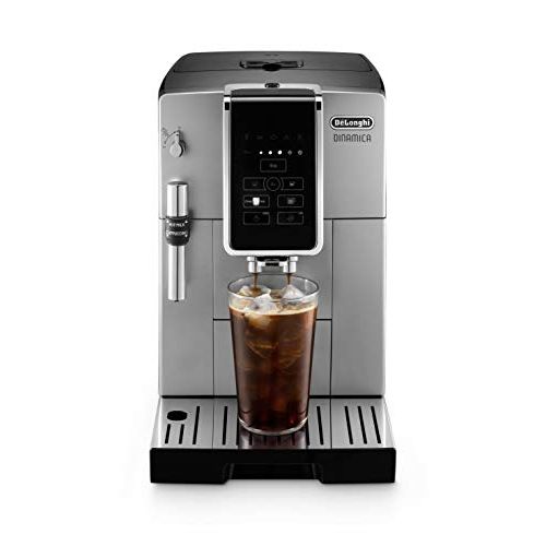 드롱기 DeLonghi Dinamica Automatic Coffee & Espresso Machine TrueBrew (Iced-Coffee), Burr Grinder, Premium Adjustable Frother + Descaler, Cleaning Brush & Bean Icecube Tray, Stainless Ste