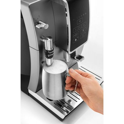 드롱기 DeLonghi Dinamica Automatic Coffee & Espresso Machine TrueBrew (Iced-Coffee), Burr Grinder, Premium Adjustable Frother + Descaler, Cleaning Brush & Bean Icecube Tray, Stainless Ste