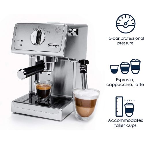 드롱기 DeLonghi Bar Pump Espresso and Cappuccino Machine, 15, Stainless Steel