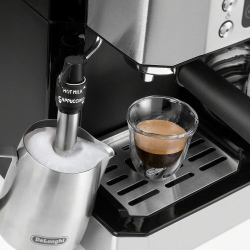 드롱기 DeLonghi All-in-One Combination Coffee Maker & Espresso Machine + Advanced Adjustable Milk Frother for Cappuccino & Latte + Glass Coffee Pot 10-Cup, COM532M