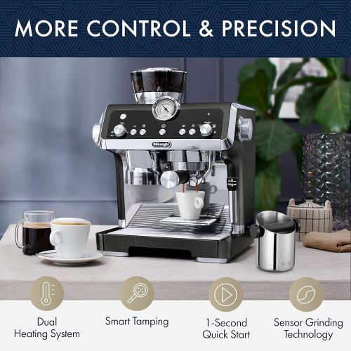 드롱기 DeLonghi La Specialista Espresso Machine with Sensor Grinder, Dual Heating System, Advanced Latte System & Hot Water Spout for Americano Coffee or Tea, Black, EC9335BK