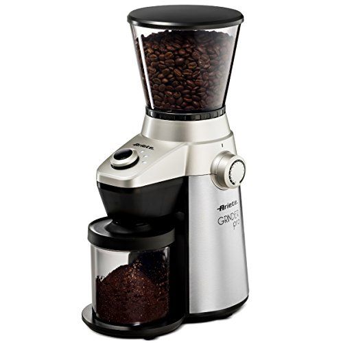 드롱기 DeLonghi Ariete Ariete Conical Burr Electric Coffee Grinder - Professional Heavy Duty Stainless Steel Ultra Fine Grind with Adjustable Cup Size 15 Fine - Coarse Grind Size Settings