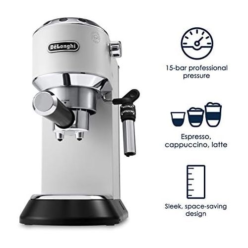 드롱기 DeLonghi EC685W Dedica Deluxe Espresso Machine, 13 x 5.9 x 12 inches, White