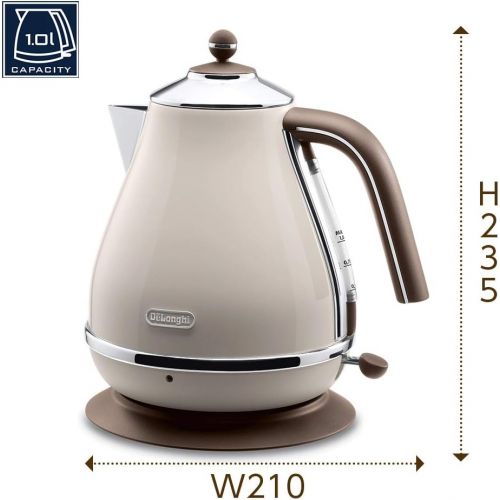 드롱기 Delonghi Electric kettle (1.0L)「ICONA Vintage Collection」KBOV1200J-BG (Dolce Beige)【Japan Domestic genuine products】