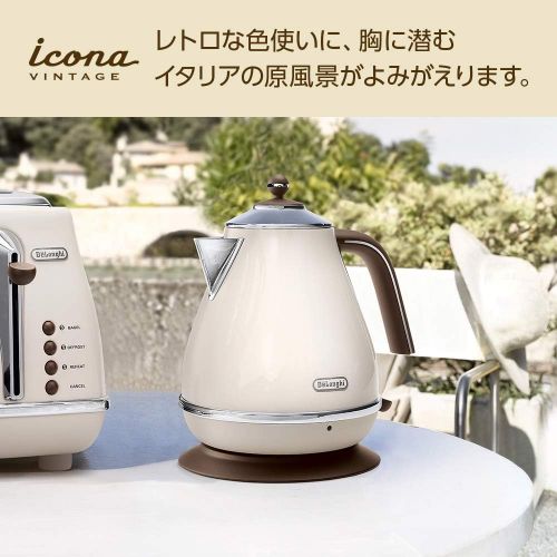 드롱기 Delonghi Electric kettle (1.0L)「ICONA Vintage Collection」KBOV1200J-BG (Dolce Beige)【Japan Domestic genuine products】