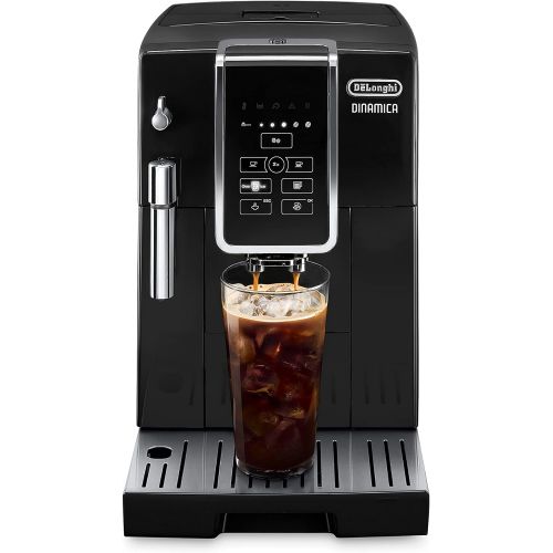 드롱기 DeLonghi ECAM35020B Dinamica Automatic Coffee & Espresso Machine TrueBrew (Iced-Coffee), Burr Grinder + Descaling Solution, Cleaning Brush & Bean Shaped Icecube Tray, Black