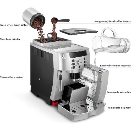 드롱기 DeLonghi ECAM22110SB Espresso Machine, 13.8, Silver