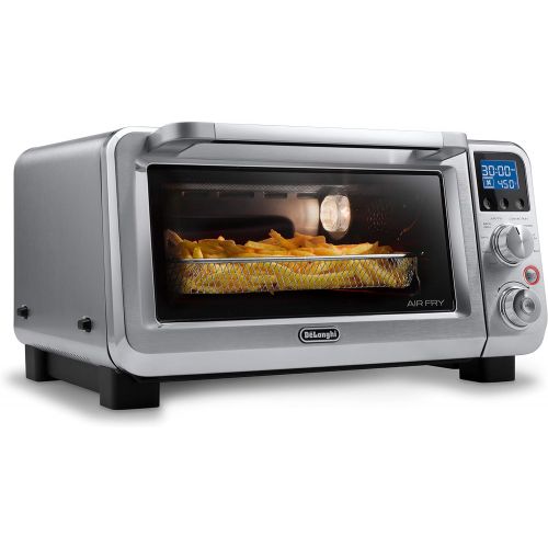 드롱기 DeLonghi Livenza 9-in-1 Digital Air Fry Convection Toaster Oven, Grills, Broils, Bakes, Roasts, Keep Warm, Reheats, 1800-Watts + Cooking Accessories, Stainless Steel, 14L (.5 cu ft