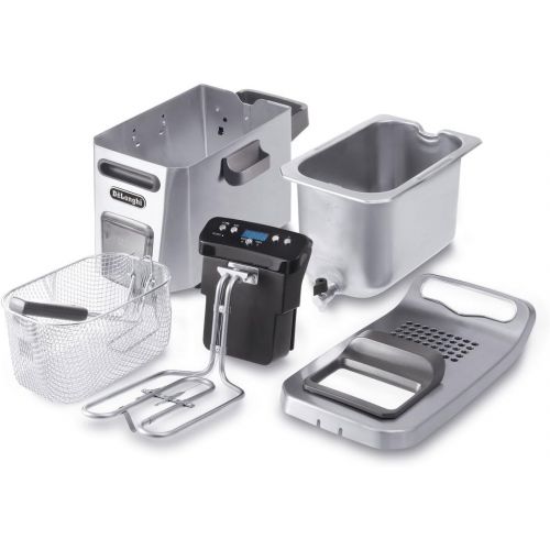 드롱기 DeLonghi Livenza Dual Zone Easy Clean Deep Fryer, 18 x 11 x 12.5 inches, Silver