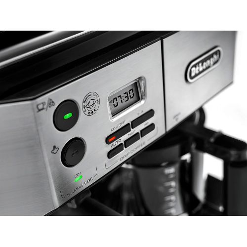 드롱기 DeLonghi BCO430BM All-in-One Combination Maker & Espresso Machine + Advanced Milk Frother for Cappuccino, Latte & Macchiato + Glass Coffee Pot 10-Cup