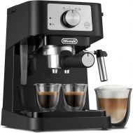 DeLonghi Stilosa Manual Espresso Machine, Latte & Cappuccino Maker, 15 Bar Pump Pressure + Manual Milk Frother Steam Wand, Black / Stainless, EC260BK
