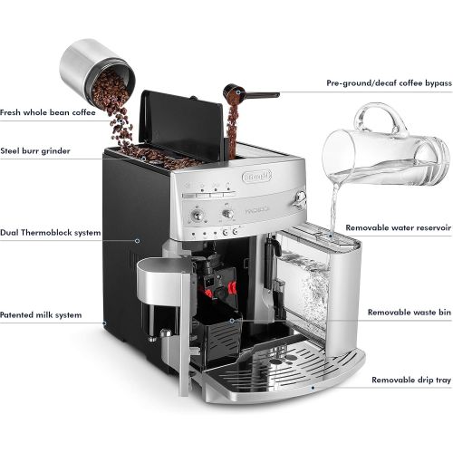 드롱기 DeLonghi ESAM3300 Magnifica Super Automatic Espresso & Coffee Machine, Silver