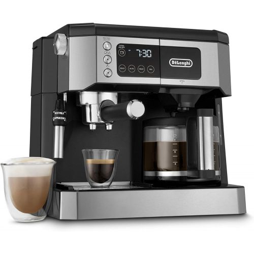 드롱기 DeLonghi All-in-One Combination Coffee Maker & Espresso Machine + Advanced Adjustable Milk Frother for Cappuccino & Latte + Glass Coffee Pot 10-Cup, COM532M