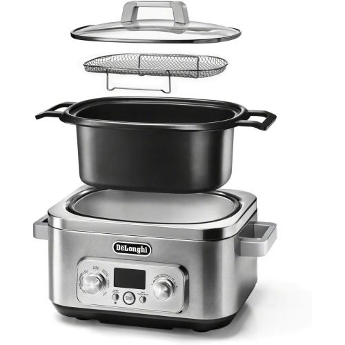 드롱기 DeLonghi Livenza 7-in-1 Multi-Cooker Programmable SlowCooker, Bake, Brown, Saute, Rice, Steamer & Warmer, Easy to Use and Clean, Nonstick Dishwasher Safe Pot, (6-Quart), Stainless