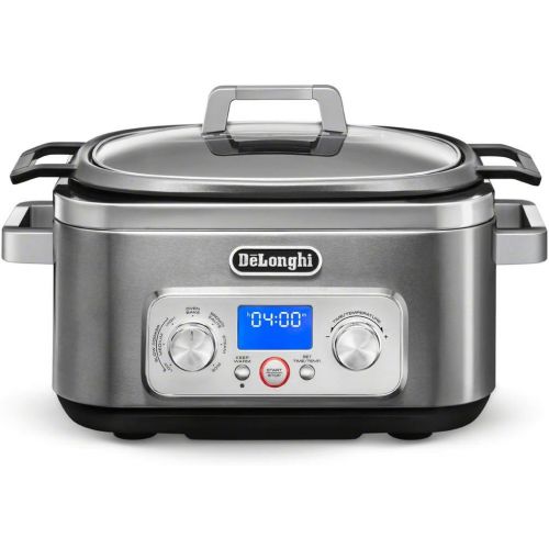 드롱기 DeLonghi Livenza 7-in-1 Multi-Cooker Programmable SlowCooker, Bake, Brown, Saute, Rice, Steamer & Warmer, Easy to Use and Clean, Nonstick Dishwasher Safe Pot, (6-Quart), Stainless