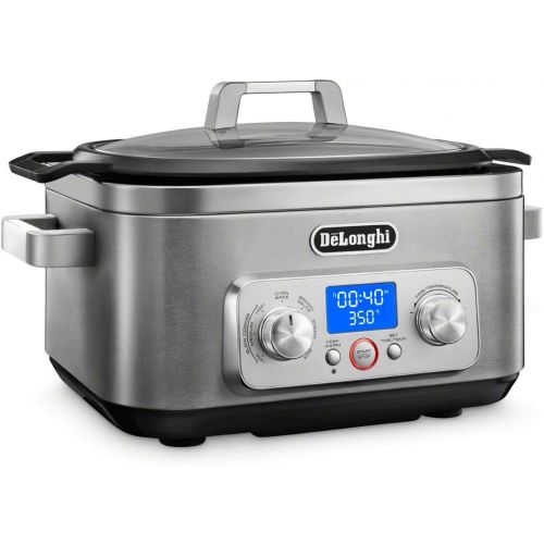 드롱기 DeLonghi Livenza 7-in-1 Multi-Cooker Programmable SlowCooker, Bake, Brown, Saute, Rice, Steamer & Warmer, Easy to Use and Clean, Nonstick Dishwasher Safe Pot, (6-Quart), Stainless