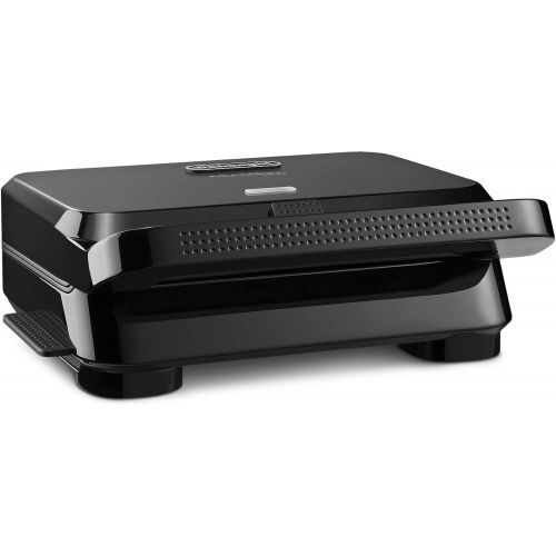 드롱기 De’Longhi DeLonghi MultiGrill Easy SW12A.BK, elektrischer Kontaktgrill, Elektro-Grill mit herausnehmbaren Grillplatten, kompakter Tischgrill, 800 W, 25 x 29 x 10,5 cm