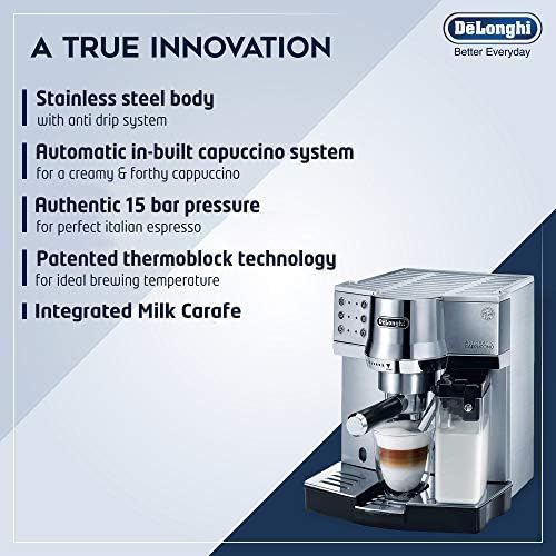 드롱기 De’Longhi DeLonghi EC 850.M Espressomaschine / Siebtrager / IFD Milchschaumsystem / 15 Bar / Metall, silber