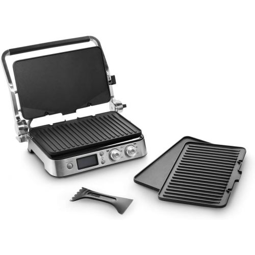 드롱기 De’Longhi DeLonghi MultiGrill CGH1020D, Elektro-Grill mit 6 Kochfunktionen, elektrischer Kontaktgrill, Tischgrill, Gratin-Funktion, 2 Grillplatten-Sets, 2000 W, 45,8 x 34,3 x 18,5 cm