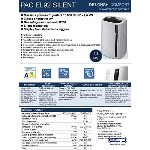 드롱기 De’Longhi DeLonghi Pac EL92 Silent, Kunststoff, Weiss und Schwarz