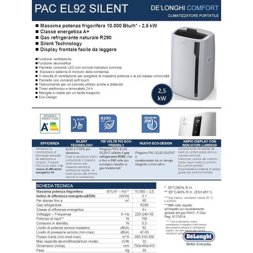 드롱기 De’Longhi DeLonghi Pac EL92 Silent, Kunststoff, Weiss und Schwarz