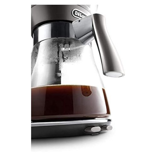 드롱기 De’Longhi DeLonghi Clessidra ICM 17210 Filterkaffeemaschine, Zubereitung nach ECBC Standards und klassischem Schwallbruehverfahren, Thermostat fuer ideale Temperatur, bis zu 10 Tassen, 1,25 Li