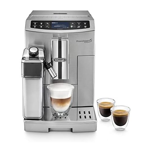 드롱기 Visit the De’Longhi Store DeLonghi PrimaDonna S Evo ECAM 510.55.M Fully Automatic Coffee Machine, 1450W, Digital Display, Integrated Milk System, App Control, Stainless Steel Case, Favourite Drinks at the