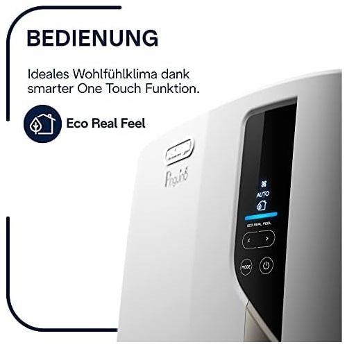 드롱기 De’Longhi DeLonghi Pinguino PAC EL98 ECO RealFeel Mobiles Klimagerat mit Entfeuchtungs-Funktion,Fluester-Version, Energieeffizienzklasse A