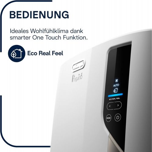 드롱기 De’Longhi DeLonghi Pinguino PAC EL98 ECO RealFeel Mobiles Klimagerat mit Entfeuchtungs-Funktion,Fluester-Version, Energieeffizienzklasse A