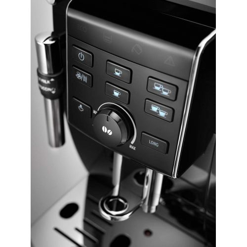 드롱기 De’Longhi DeLonghi ECAM 25.120.B Kaffeevollautomat mit Profi-Milchaufschaumduese fuer Cappuccino, mit Espresso- und Kaffee Direktwahltasten und Drehregler, 2-Tassen-Funktion, Grosser 1,8 Liter