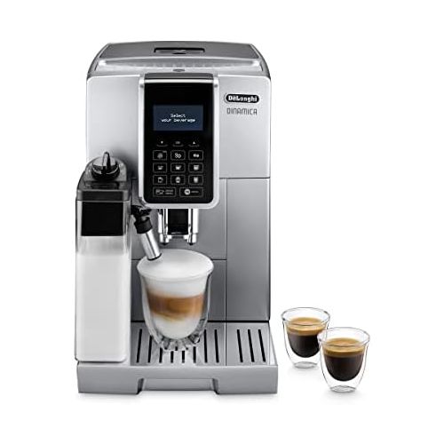 드롱기 De’Longhi DeLonghi Dinamica ECAM 350.75.S Kaffeevollautomat mit Milchsystem, Cappuccino und Espresso und auf Knopfdruck, Digitaldisplay mit Klartext, 2-Tassen-Funktion, Grosser 1,8 Liter Wass