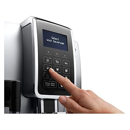 드롱기 De’Longhi DeLonghi Dinamica ECAM 350.75.S Kaffeevollautomat mit Milchsystem, Cappuccino und Espresso und auf Knopfdruck, Digitaldisplay mit Klartext, 2-Tassen-Funktion, Grosser 1,8 Liter Wass