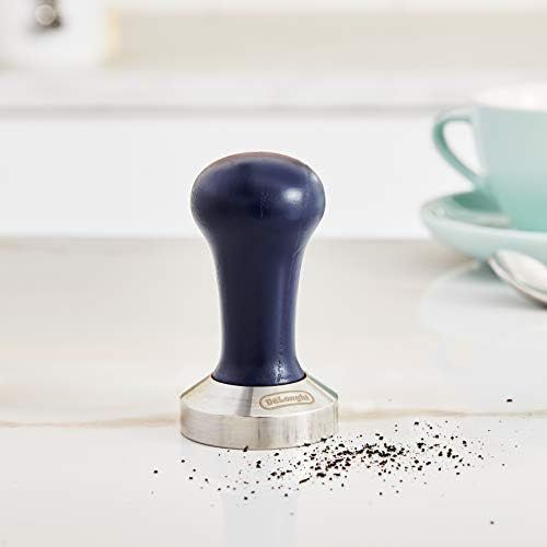 드롱기 De’Longhi DeLonghi DLSC058 Kaffee-Tamper aus Edelstahl mit Holzgriff, Blau, Silber