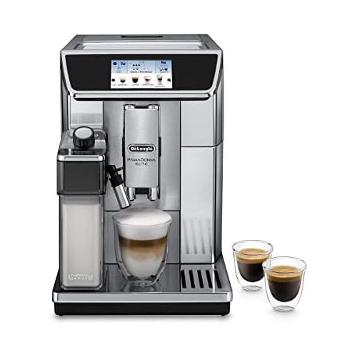 드롱기 De’Longhi DeLonghi ECAM650.75MS Prima Donna Elite Automatic Coffee Machine, Stainless Steel, TFT Touch Screen Colour Display, 15 Bar Pump Pressure, 470 x 260 x 360 mm, Silver