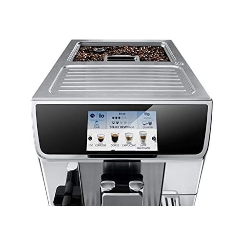 드롱기 De’Longhi DeLonghi ECAM650.75MS Prima Donna Elite Automatic Coffee Machine, Stainless Steel, TFT Touch Screen Colour Display, 15 Bar Pump Pressure, 470 x 260 x 360 mm, Silver