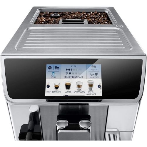 드롱기 De’Longhi DeLonghi ECAM650.75MS Prima Donna Elite Automatic Coffee Machine, Stainless Steel, TFT Touch Screen Colour Display, 15 Bar Pump Pressure, 470 x 260 x 360 mm, Silver