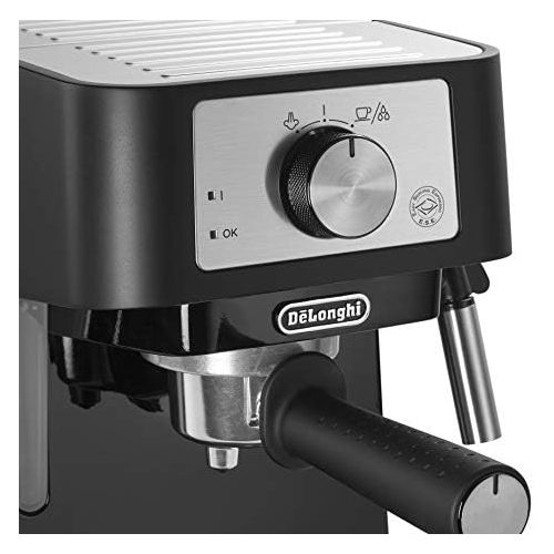 드롱기 DeLonghi EC 260. BK Traditional Strainer Machine with Professional Stainless Steel Milk Frothing Nozzle for Espresso Powder ESE Pads 15 Bar 1.0 L Black