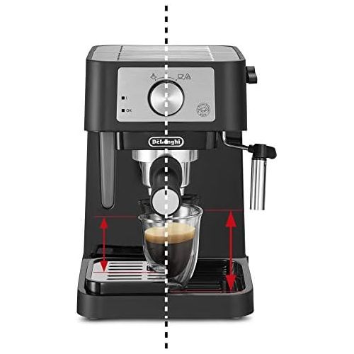 드롱기 DeLonghi EC 260. BK Traditional Strainer Machine with Professional Stainless Steel Milk Frothing Nozzle for Espresso Powder ESE Pads 15 Bar 1.0 L Black