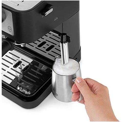 드롱기 DeLonghi EC 260. BK Traditional Strainer Machine with Professional Stainless Steel Milk Frothing Nozzle for Espresso Powder ESE Pads 15 Bar 1.0 L Black