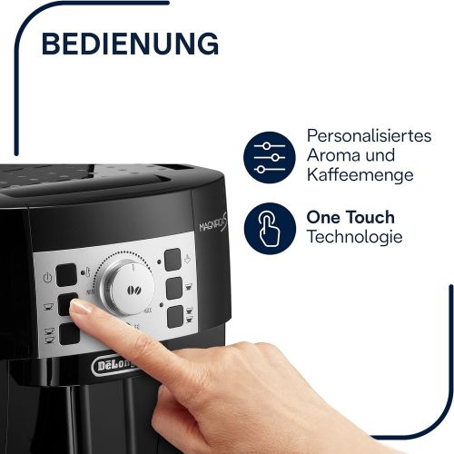 드롱기 Visit the De’Longhi Store DeLonghi Magnifica S ECAM 22.110.B fully automatic coffee machine with milk frother for cappuccino, with espresso direct selection buttons and rotary control, 2-cup function, 1.8 l