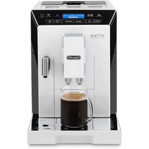 드롱기 DeLonghi ECAM44660 Eletta Fully Automatic Espresso, Cappuccino and Coffee Machine with One Touch LatteCrema System and Milk Drinks Menu (White, ECAM44660B)