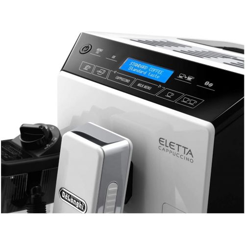 드롱기 DeLonghi ECAM44660 Eletta Fully Automatic Espresso, Cappuccino and Coffee Machine with One Touch LatteCrema System and Milk Drinks Menu (White, ECAM44660B)