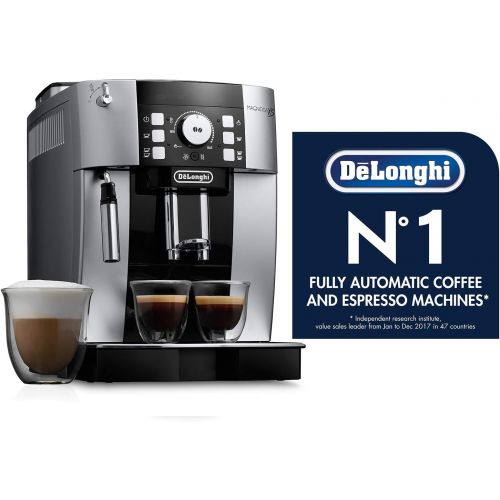 드롱기 DeLonghi ECAM22110S Magnifica XS Fully Automatic Espresso Machine with Manual Cappuccino System, 9.4 x 17 x 13.8 inches, SILVER AND BLACK