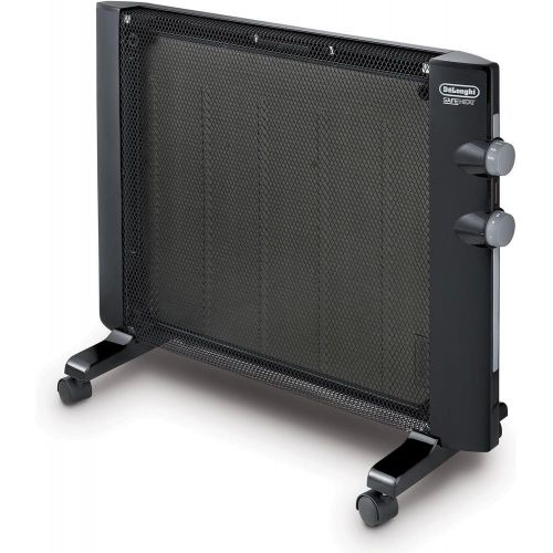 드롱기 DeLonghi Mica Thermic Panel Heater, Full Room Quiet 1500W, Freestanding/Easy Install Wall Mount, Adjustable Thermostat, 2 Heat Settings, Black, HMP1500