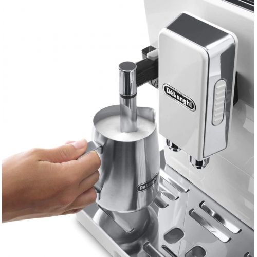 드롱기 Delonghi super-automatic espresso coffee machine - with an adjustable silent ceramic grinder, double boiler, milk frother for brewing espresso, cappuccino, latte & macchiato, Elett