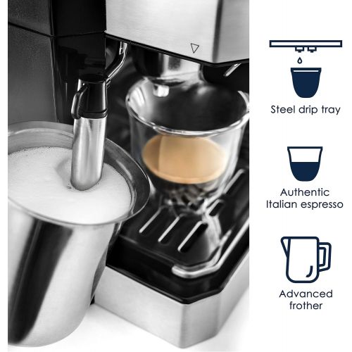 드롱기 [아마존베스트]DeLonghi BCO430 Combination Pump Espresso and 10-Cup Drip Coffee Machine with Frothing Wand, Silver and Black